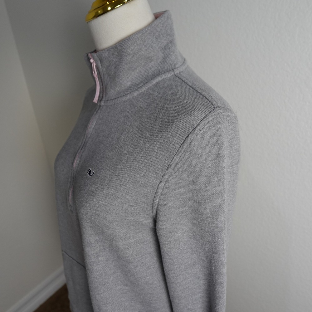 Vineyard Vines Shep Shirt Gray Pink 1/4 Zip Pullover Sweatshirt Women's S - Picture 13 of 16